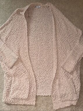 FAVLUX Open-Front Bouclé Cardigan Sweater - Tan